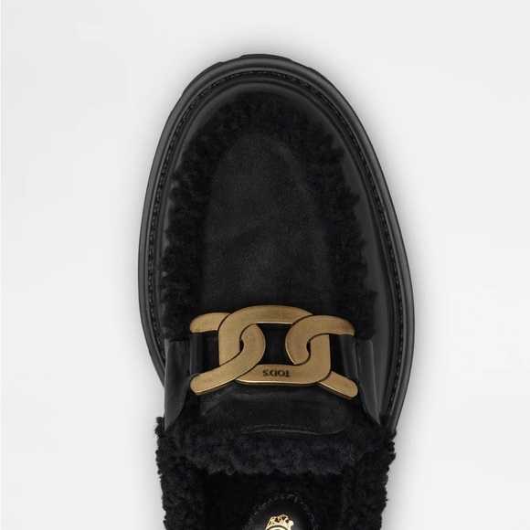 Tod’s Black Kate Sheepskin and Suede Loafers - New in Box NIB size 36.5 - Picture 2 of 4